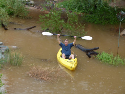 Dennis Wilson enjoying desert monsoon float in Cienega.