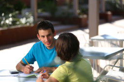 Students enjoying outdoor study.